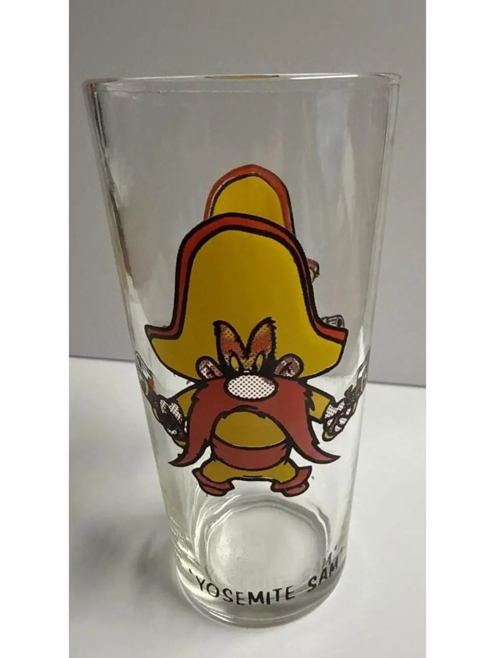 VINTAGE 1973 YOSEMITE SAM LOONEY TUNES PEPSI CHARACTER GLASS CLEAN LOOK!!